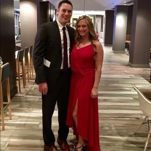 Red dress great for wedding or event!